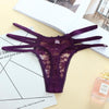 Sexy Women's Transparent Strappy Lace Low rise G-String Thong Lingerie in Apricot Black Blue Purple Red White RoseRed