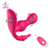 Wearable 3-In-1 Silicone Vibrating Butterfly Female Stimulator in red or purple