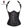 Black Women's Punk Style Spiral Steel Boned Waist Trainer Cincher Shaper Faux Leather Corset Underbust For Party Costumes 828#