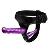 Double Ended dong Harness DP Strap on with 18.5cm L beaded plug in black or purple single or double headed small medium