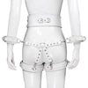 Thierry SM gear leather bondage set includes belt, handcuffs, legcuffs, center connection, adult products for women men slave dom sub