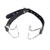 Nose Hook Oral Fixation Open Mouth Bite Gag with Nose Clip Leather Head Bondage Harness Strap