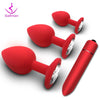 Fiery Red Silicone Plug Set with Mini Vibrating Bullet