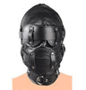 SM Leather Padded Hood Blindfold, Head Harness Mask Gag,  Bondage