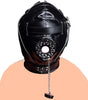 SM Leather Padded Hood Blindfold, Head Harness Mask Gag,  Bondage