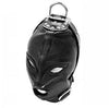 SM Leather Padded Hood Blindfold, Head Harness Mask Gag,  Bondage