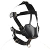 SM Leather Padded Hood Blindfold, Head Harness Mask Gag,  Bondage