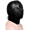 SM Leather Padded Hood Blindfold, Head Harness Mask Gag,  Bondage