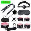 Leather/Nylon Full Adult Kinky Fun Bondage Kit - Multiple Set Variants - Black/Red/Pink/Purple