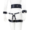 Thierry SM gear leather bondage set includes belt, handcuffs, legcuffs, center connection, adult products for women men slave dom sub