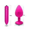 Silicone Plug Set with Vibrating Bullet Prostate Massager - Small, Medium, Large - Black or Pink Color