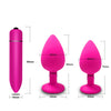 Silicone Plug Set with Vibrating Bullet Prostate Massager - Small, Medium, Large - Black or Pink Color