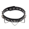 Goth Black Leather Choker Necklace