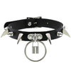 Goth Black Leather Choker Necklace