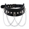 Goth Black Leather Choker Necklace