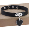 Goth Black Leather Choker Necklace