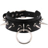 Goth Black Leather Choker Necklace