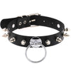 Goth Black Leather Choker Necklace