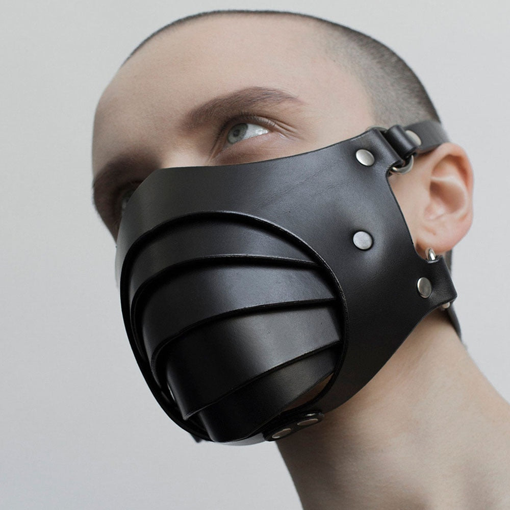 Mask Leather Motorcycle Face Mask Dust Bondage Res Kinkpod