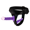 Double Ended dong Harness DP Strap on with 18.5cm L beaded plug in black or purple single or double headed small medium