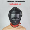 Mask Blindfold,Leather Breathing Hole Role Playing Hood,Padded over Mouth and Ears Bondage