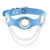 Blue Leather Rock Punk Choker Necklace Bondage Collar