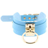 Blue Leather Rock Punk Choker Necklace Bondage Collar