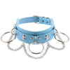 Blue Leather Rock Punk Choker Necklace Bondage Collar