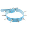 Blue Leather Rock Punk Choker Necklace Bondage Collar