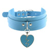 Blue Leather Rock Punk Choker Necklace Bondage Collar