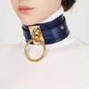 KMVEXO Women Men Cool 100% Handmade Oversized Choker Necklace Fetish O Round Metal Gold Leather Collar Bondage Harness Necklaces